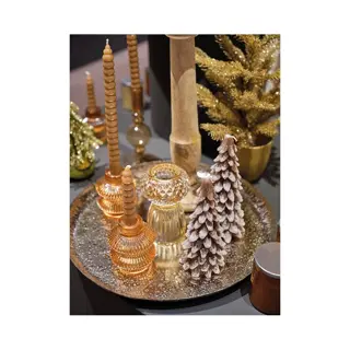 Kerstkaars Wax Boom met Sneeuw Bruin - 16,5 cm - afbeelding 2