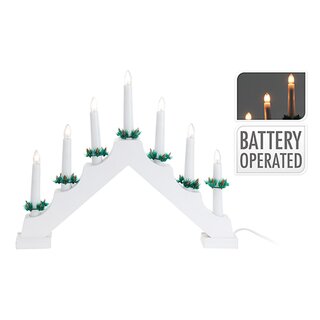 LED Kaarsenbrug Hout - Wit