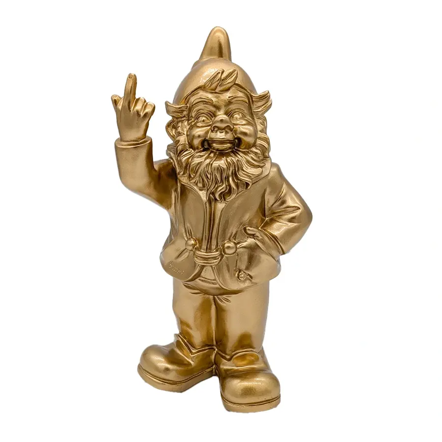 Stoobz Tuinkabouter met Middelvinger - Goud
