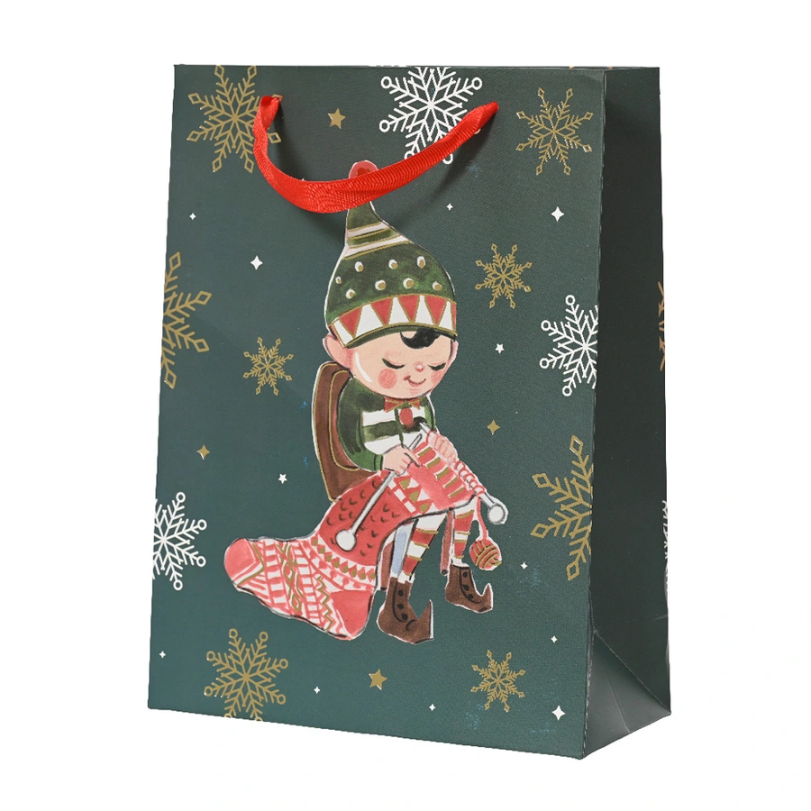 Kerst Giftbag Elfje Groen - 8x18x24 cm