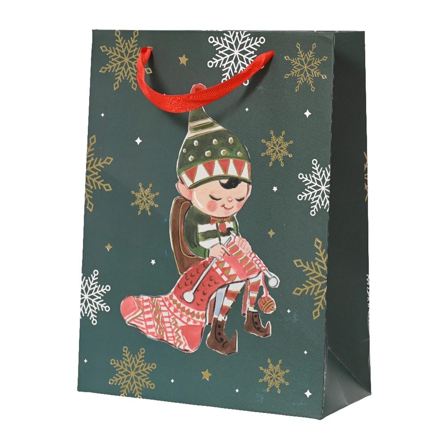 Kerst Giftbag Elfje Groen - 10x26x32 cm