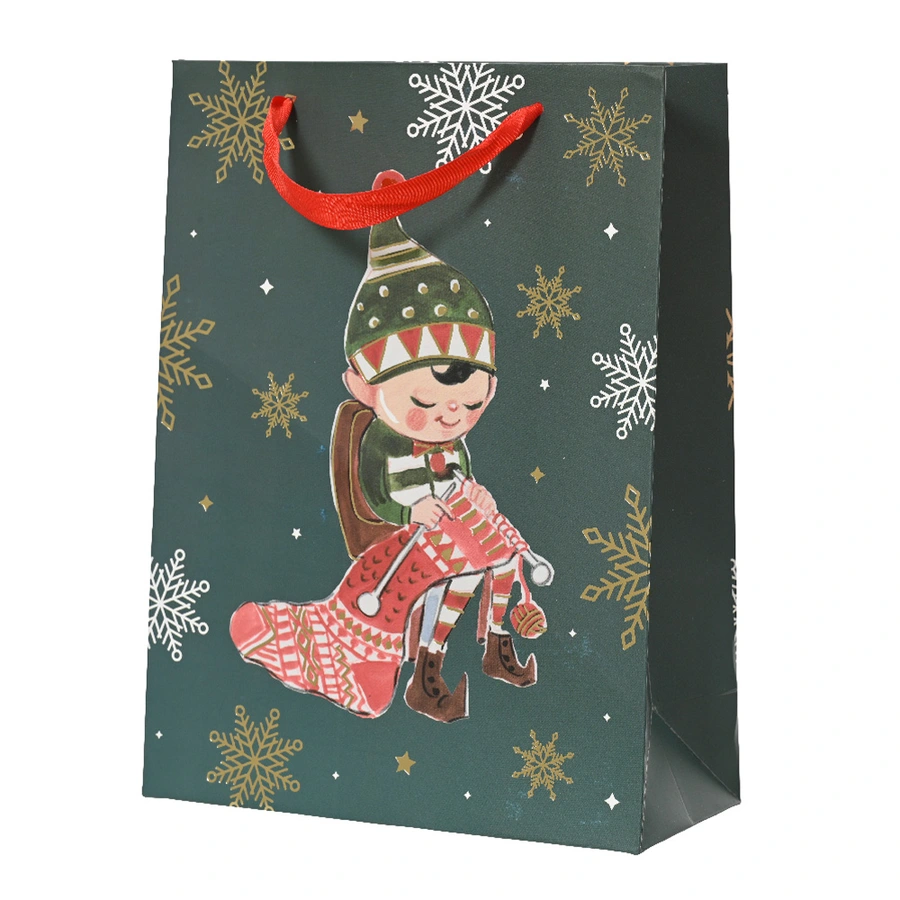 Kerst Giftbag Elfje Groen - 12x30x42 cm