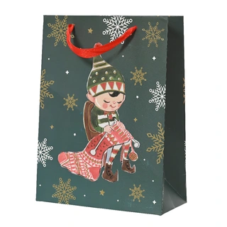 Kerst Giftbag Elfje Groen - 12x30x42 cm