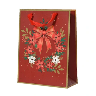 Kerst Giftbag Krans Rood - 8x18x24 cm