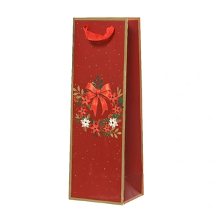 Kerst Giftbag Krans Rood - 10x12x36 cm