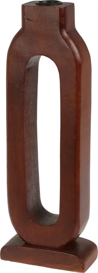 Kandelaar Ovaal Hout - 30 cm - Donker Bruin