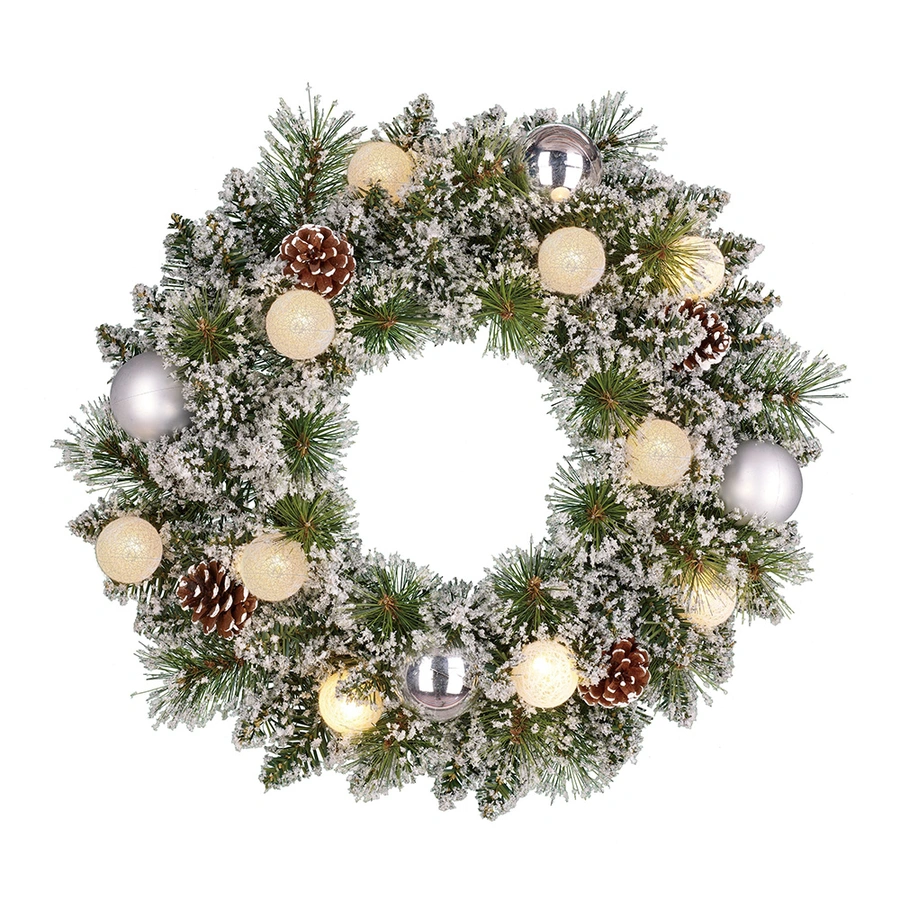 Black Box Kerstkrans Kaprun Frosted Versiering Zilver - 45 cm