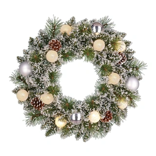 Black Box Kerstkrans Kaprun Frosted Versiering Zilver - 45 cm