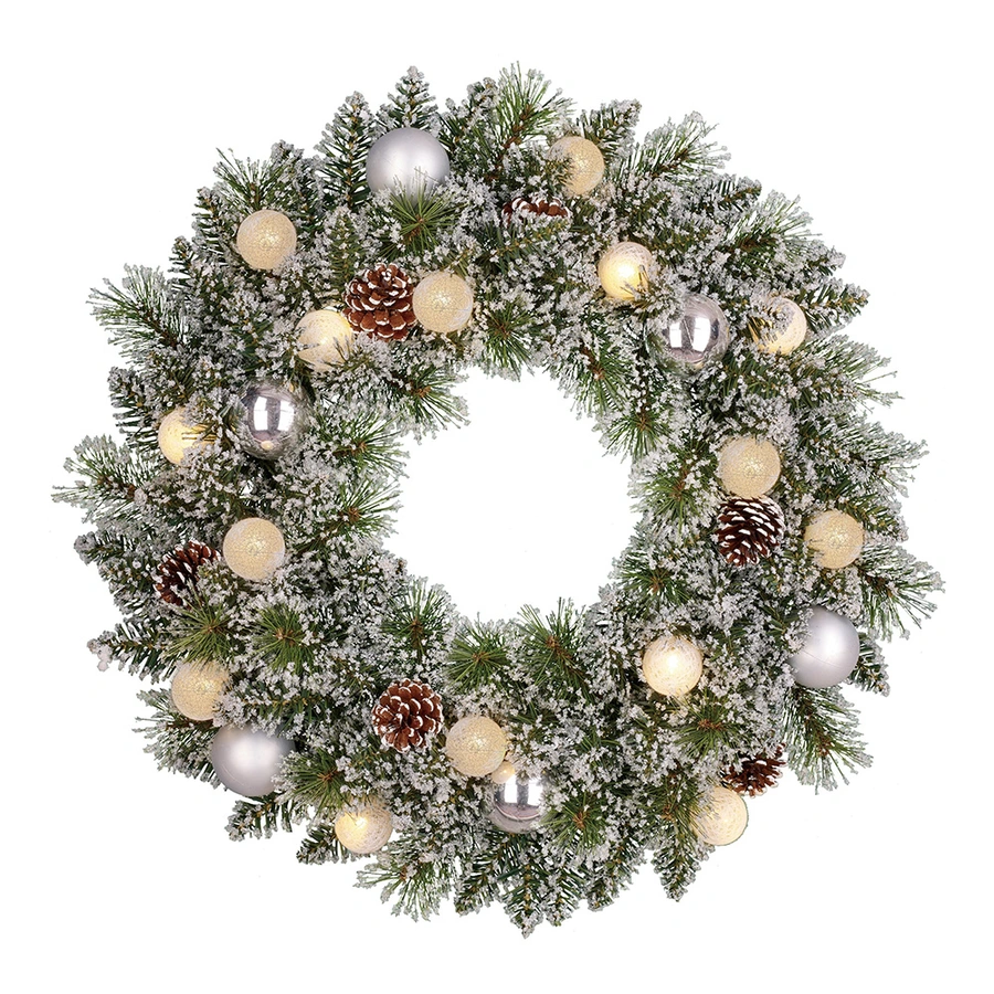 Black Box Kerstkrans Kaprun Frosted Versiering Zilver - 60 cm