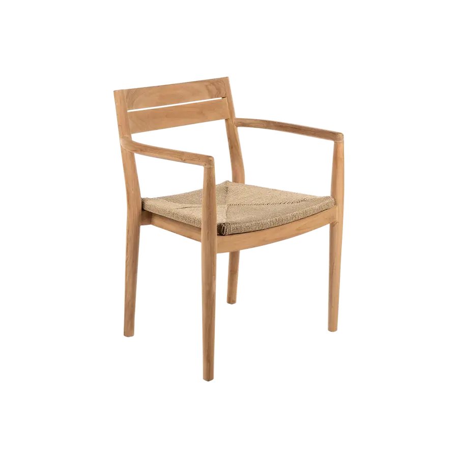 Kayu Teak Tuinstoel Gevlochten - afbeelding 1