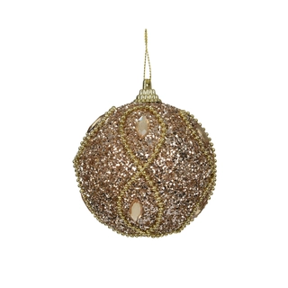 Kerstbal Champagne Kralen Glitter - Ø8 cm