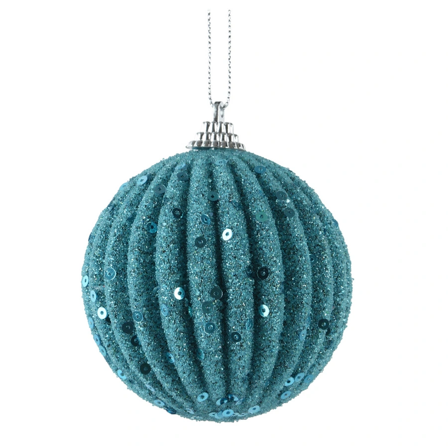 Kerstbal Glitter Foam - Folk Blue