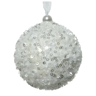 Kerstbal Glitter Foam - Winterwit