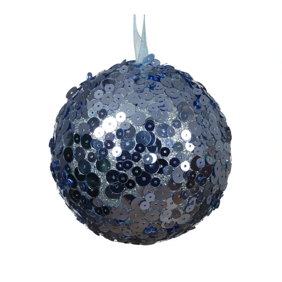 Kerstbal Foam met Pailletten Ijsblauw - Ø8 cm