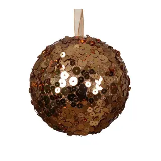 Kerstbal Foam met Pailletten Pecannoot Bruin - Ø8 cm