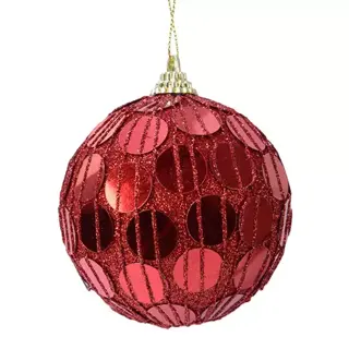 Kerstbal Foam Glitter Rond Pailletten - Kerstrood