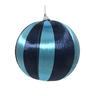 Kerstbal gestreept Foam - Nachtblauw/Blauw