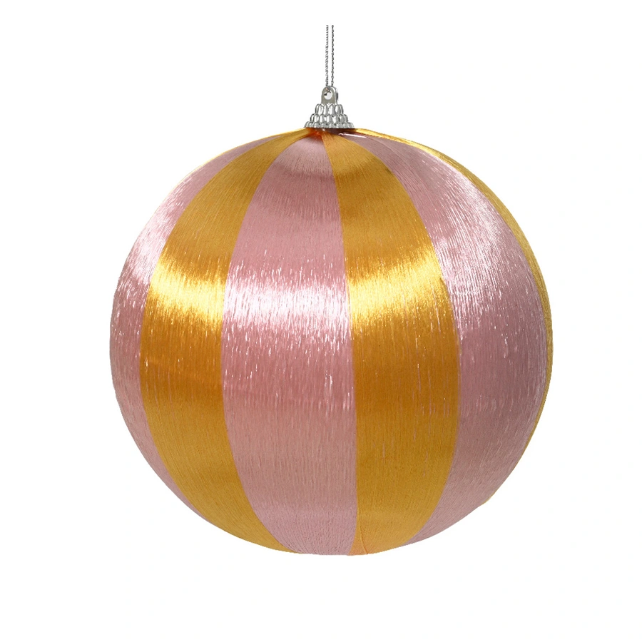 Kerstbal Gestreept Foam - Blush/Geel