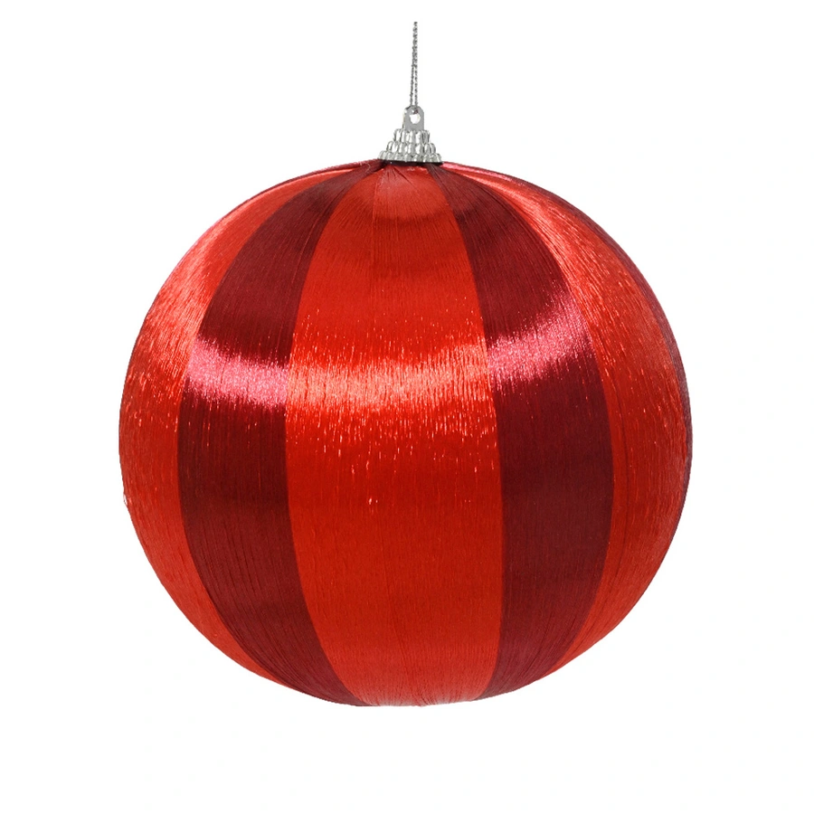 Kerstbal Gestreept Foam - Ossenbloed/Rood