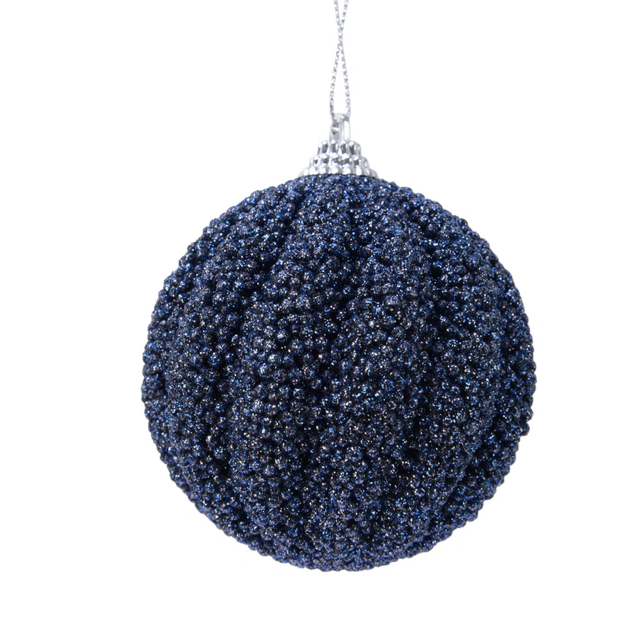 Kerstbal Foam Glitter Nachtblauw -  Ø8 cm