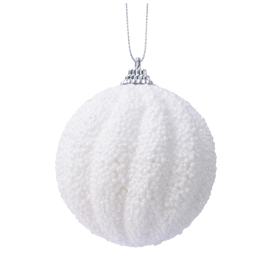 Kerstbal Foam Glitter Winterwit -  Ø8 cm