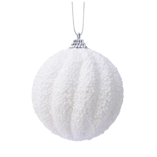 Kerstbal Foam Glitter Winterwit -  Ø8 cm