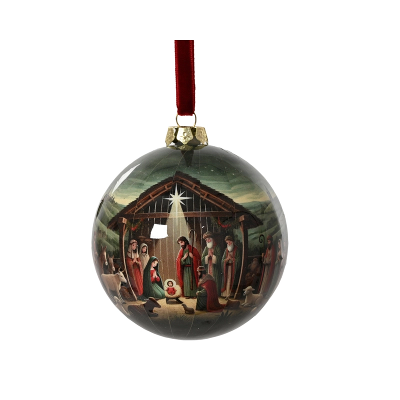 Kerstbal Kerststal Shiny - Ø8 cm