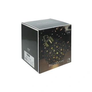 Kerstbal met LED 15 cm - Zwart - afbeelding 2