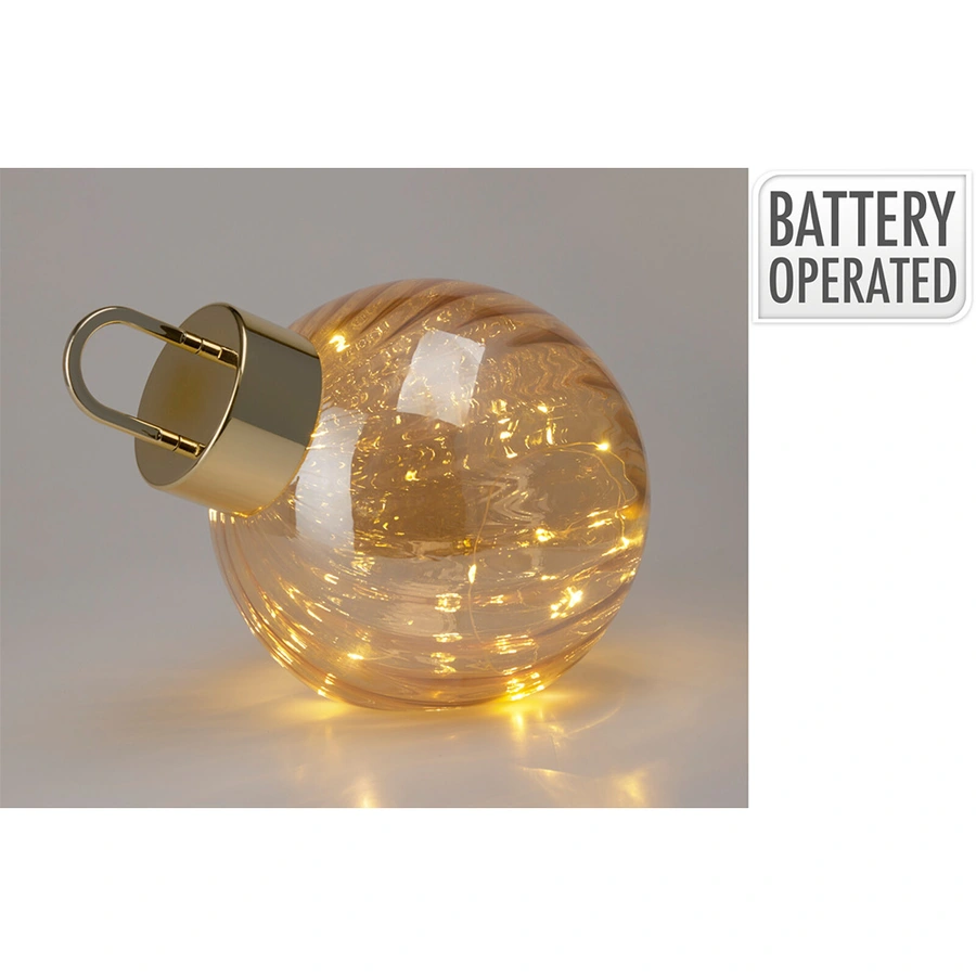 Kerstbal met LED 20 cm - Amber