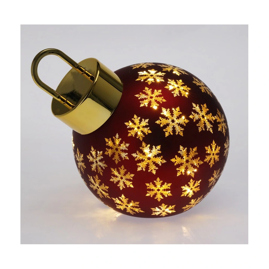 Kerstbal met LED 20 cm - Rood - afbeelding 1