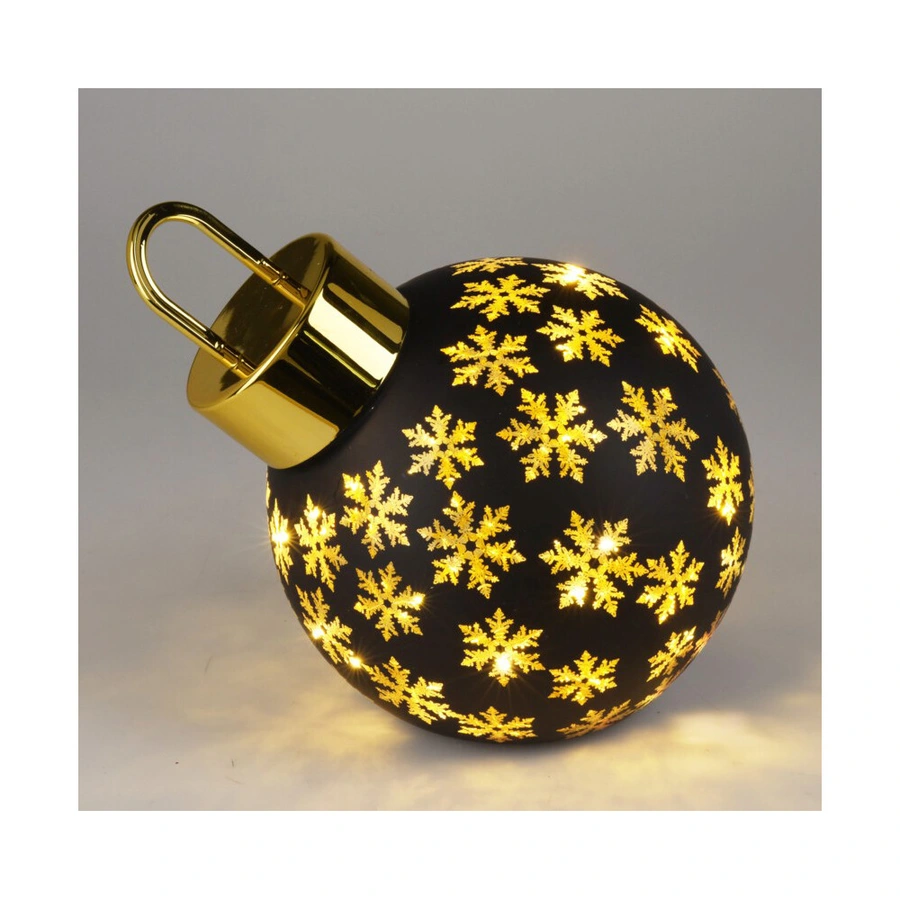 Kerstbal met LED 20 cm - Zwart - afbeelding 1