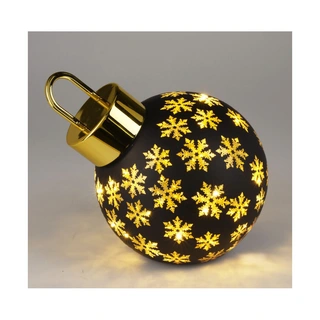 Kerstbal met LED 20 cm - Zwart - afbeelding 1
