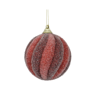 Kerstbal Ossenbloed/Kerstrood Glitter - Ø8 cm
