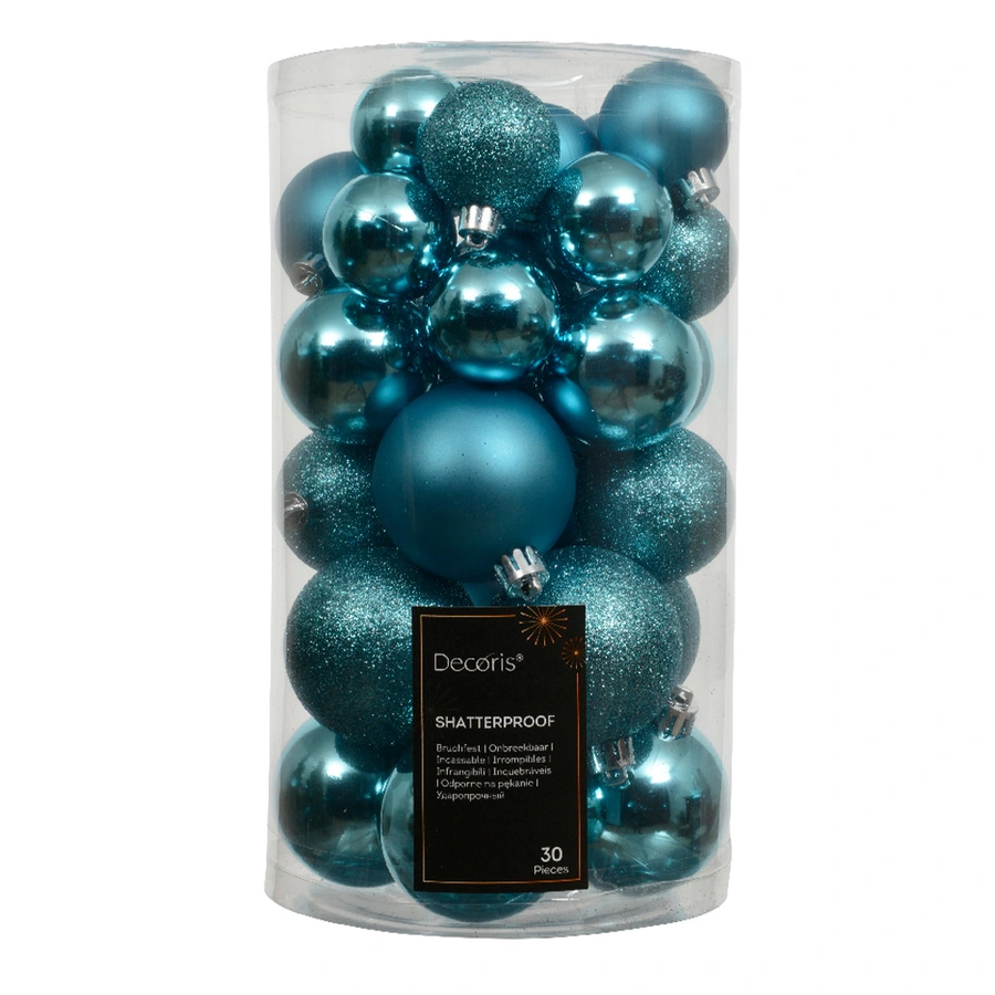Kerstballen Mix 30 st. - Folk Blue - afbeelding 1
