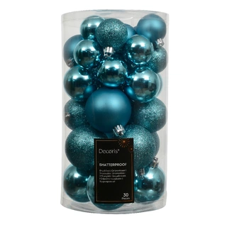 Kerstballen Mix 30 st. - Folk Blue - afbeelding 1