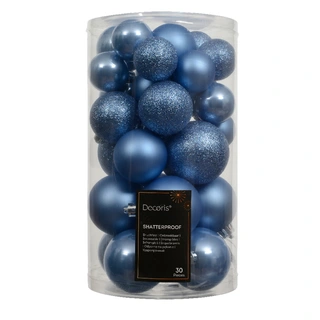 Kerstballen Mix 30 st. - Sky Blue