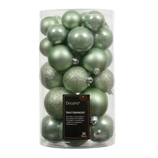 Kerstballen Mix 30 st. - Matcha Green