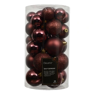 Kerstballen Mix 30 st. - Maroon