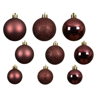 Kerstballen Mix 30 st. - Maroon - afbeelding 2