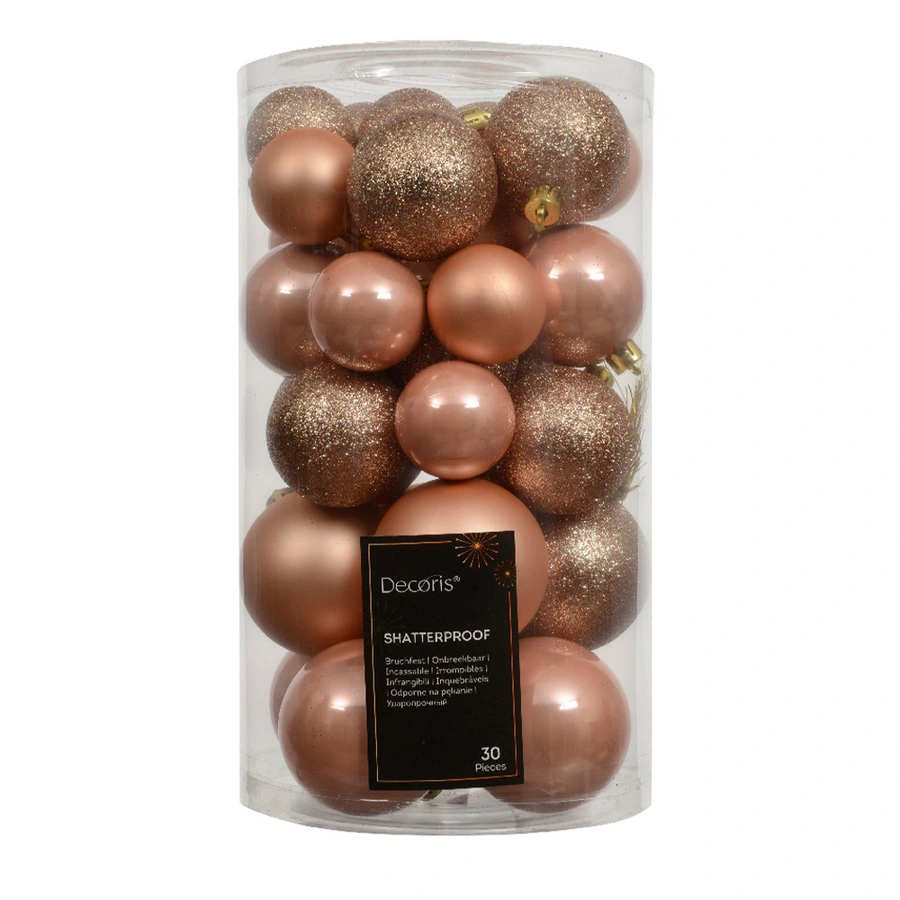 Kerstballen Mix 30 st. - Peach Pearl