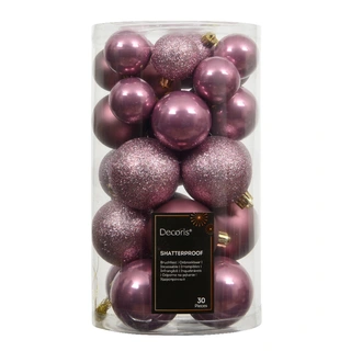 Kerstballen Mix 30 st. - Vintage Roze
