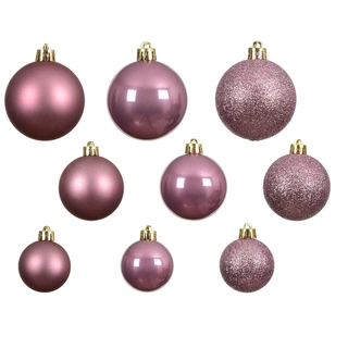 Kerstballen Mix 30 st. - Vintage Roze - afbeelding 2