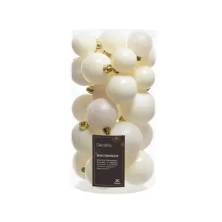 Kerstballen Mix 30 st. - Wolwit - afbeelding 1
