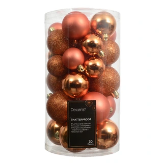 Kerstballen Mix 30 st. - Warm Orange