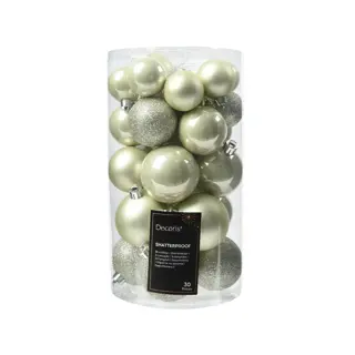 Kerstballen Mix 30 st. - Wit Mint