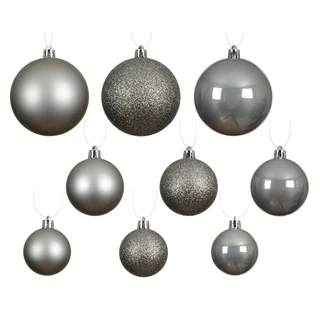 Kerstballen Mix 30 st. - Zacht Grijs - afbeelding 2