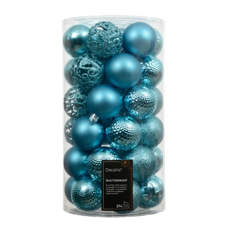 Kerstballen Mix 37 st. - Folk Blue