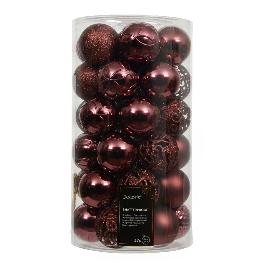 Kerstballen Mix 37 st. - Maroon - afbeelding 1