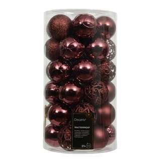 Kerstballen Mix 37 st. - Maroon - afbeelding 1
