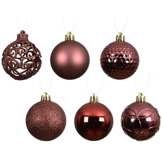 Kerstballen Mix 37 st. - Maroon - afbeelding 2